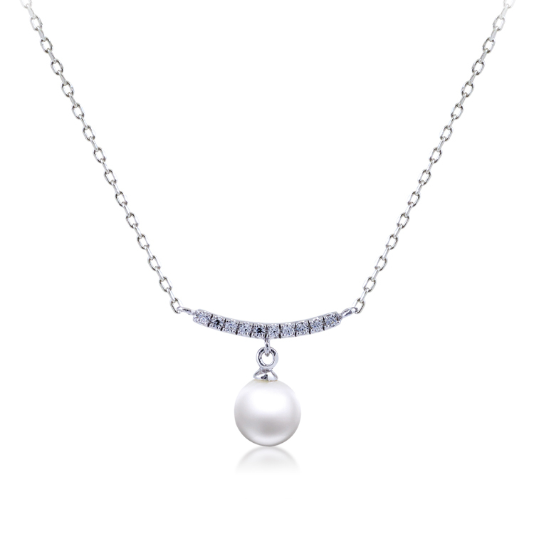 天然珍珠「微笑」925純銀套鍊 (16吋+2公分延長鍊)-SPS0011