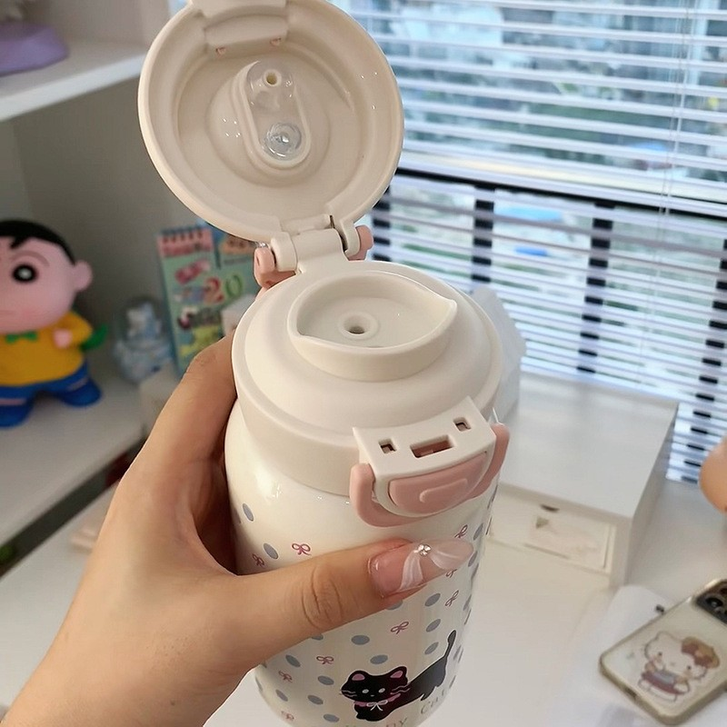 500ML Polka Dot Bow Kitty 316 Stainless Steel Thermal Bottle