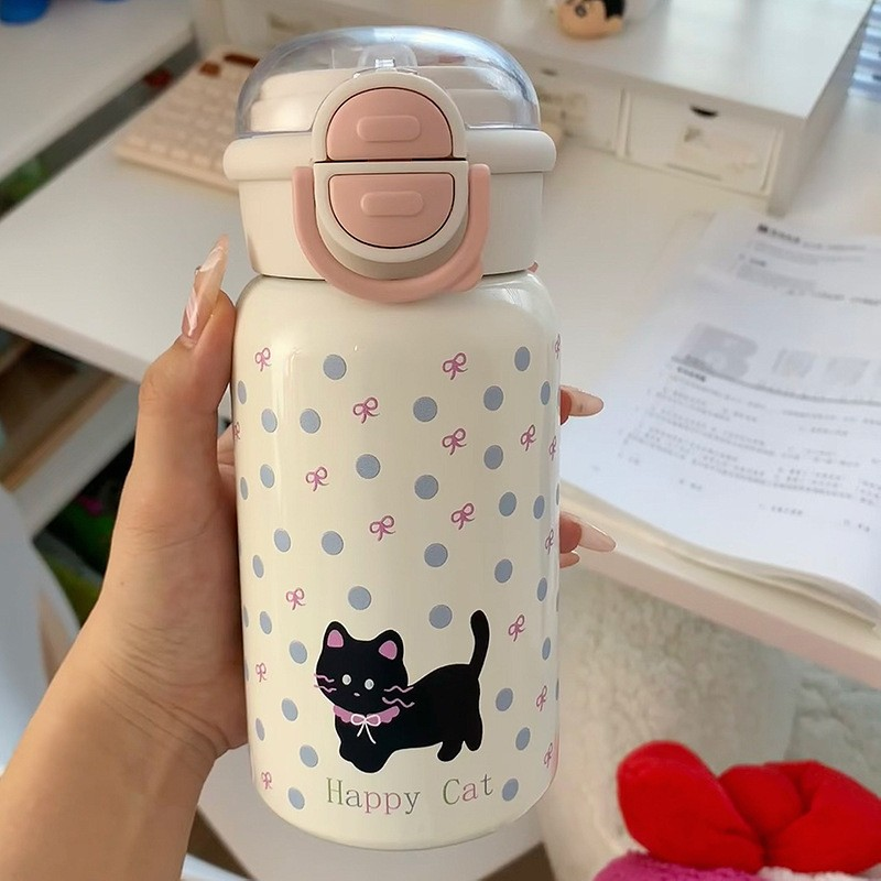 500ML Polka Dot Bow Kitty 316 Stainless Steel Thermal Bottle