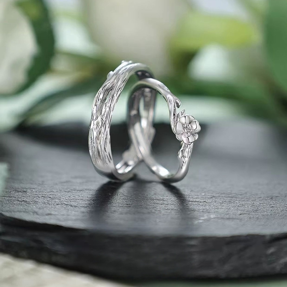 戒指 飾品 情侶戒指 對戒 飾品男 桔梗花 禮物 可調節戒指 求婚戒指 情人節禮物 指環 交叉戒指 銀色戒指 183