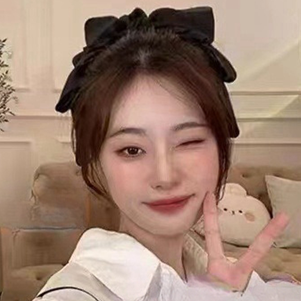 飾品 女生頭飾 髮飾 雪紡 韓版 豎夾 氣質髮夾 蝴蝶結髮夾 蝴蝶結抓夾 高級感 高馬尾夾 後腦勺髮夾 黑色髮夾 032