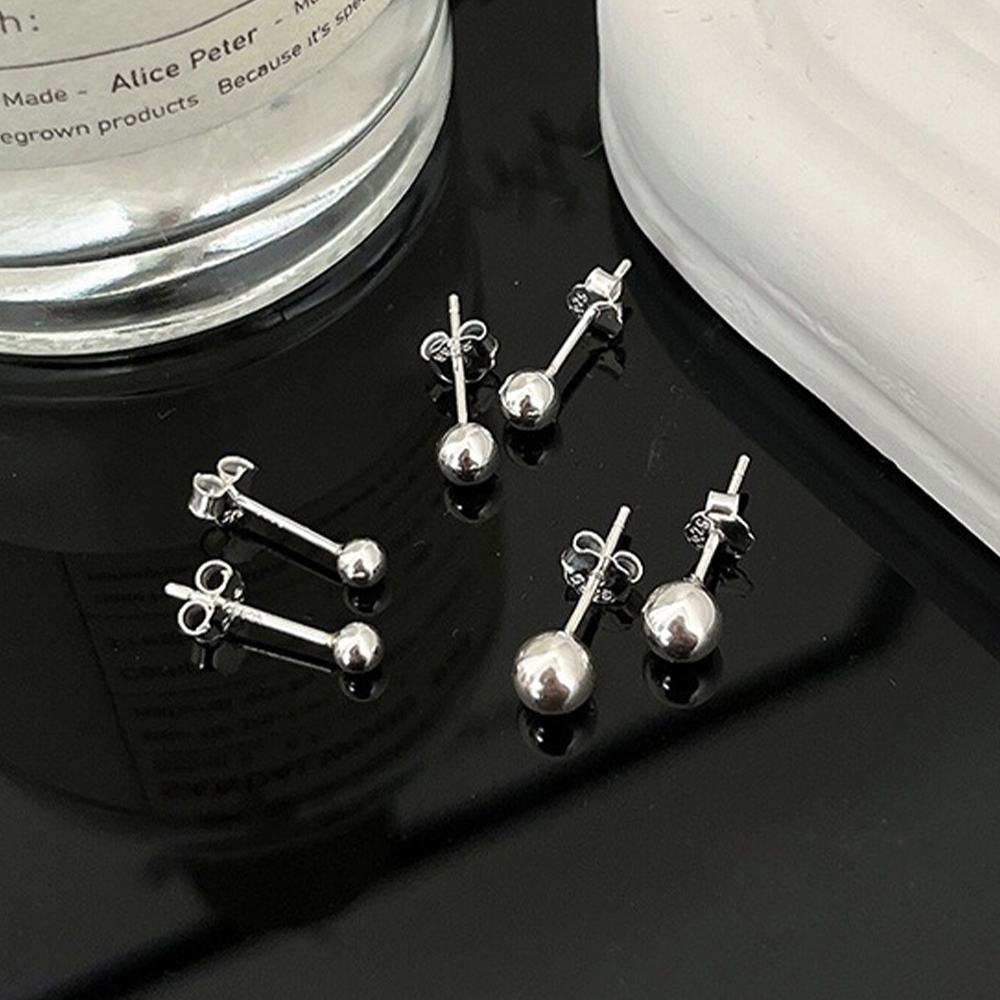 耳環 耳針 s925 純銀耳環 情人節禮物 圓耳環 飾品 抗過敏耳環 養耳針 小圓球 豆豆 耳飾 銀針 銀色耳環 015