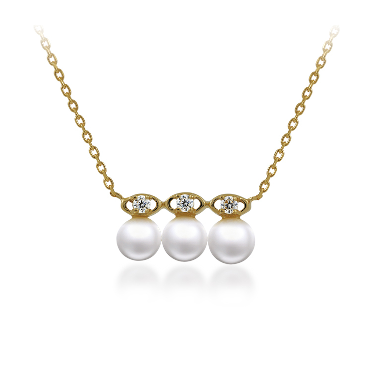 天然珍珠「I LOVE YOU」925純銀14K金色套鍊 (16吋+2公分延長鍊)-SPS0015