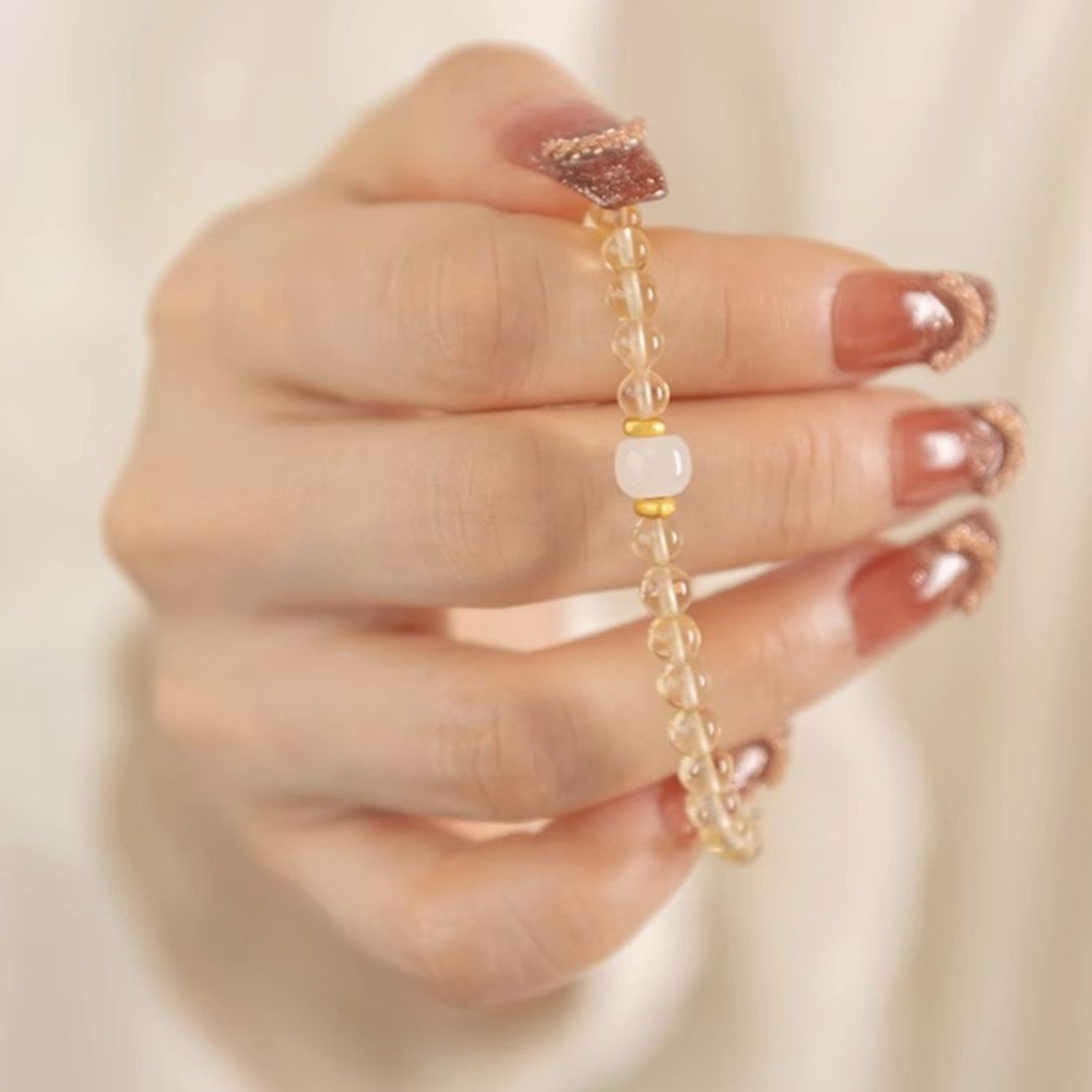 手鍊 手鏈 手串 黃水晶手鏈 天然水晶 水晶串珠手鍊 手鍊女 手鍊男 和田玉 男女款 串珠手飾品 招財手鍊 本命年266