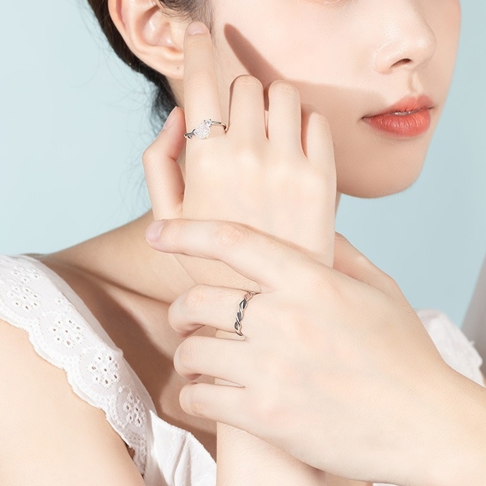 戒指 對戒 山茶花戒指 飾品 銀飾  純銀戒指 情侶戒指 戒指女 戒指男 S925純銀 小眾設計 簡約 情人節禮物181