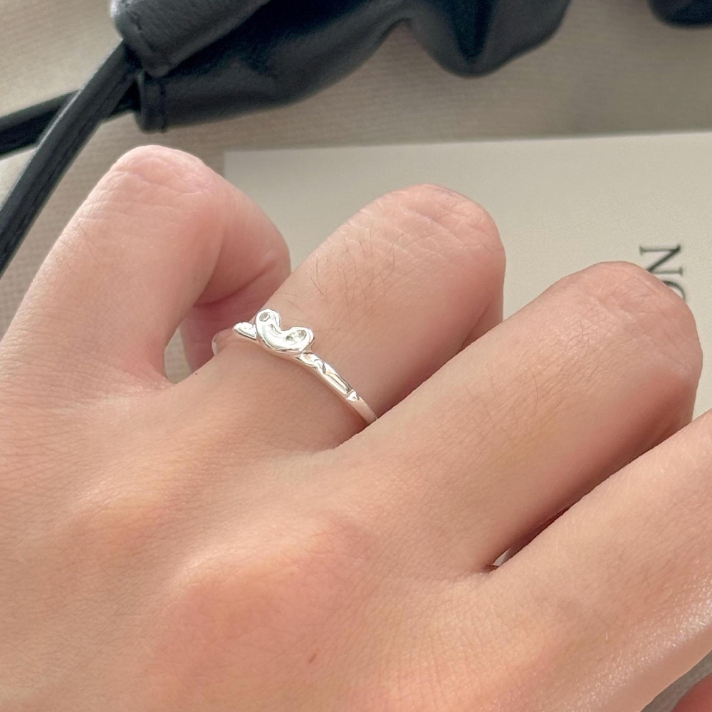 戒指 純銀戒指 S925純銀 愛心 愛心戒指 簡約 INS風 開口戒 金戒指 金色 925純銀立體戒指 禮物 179