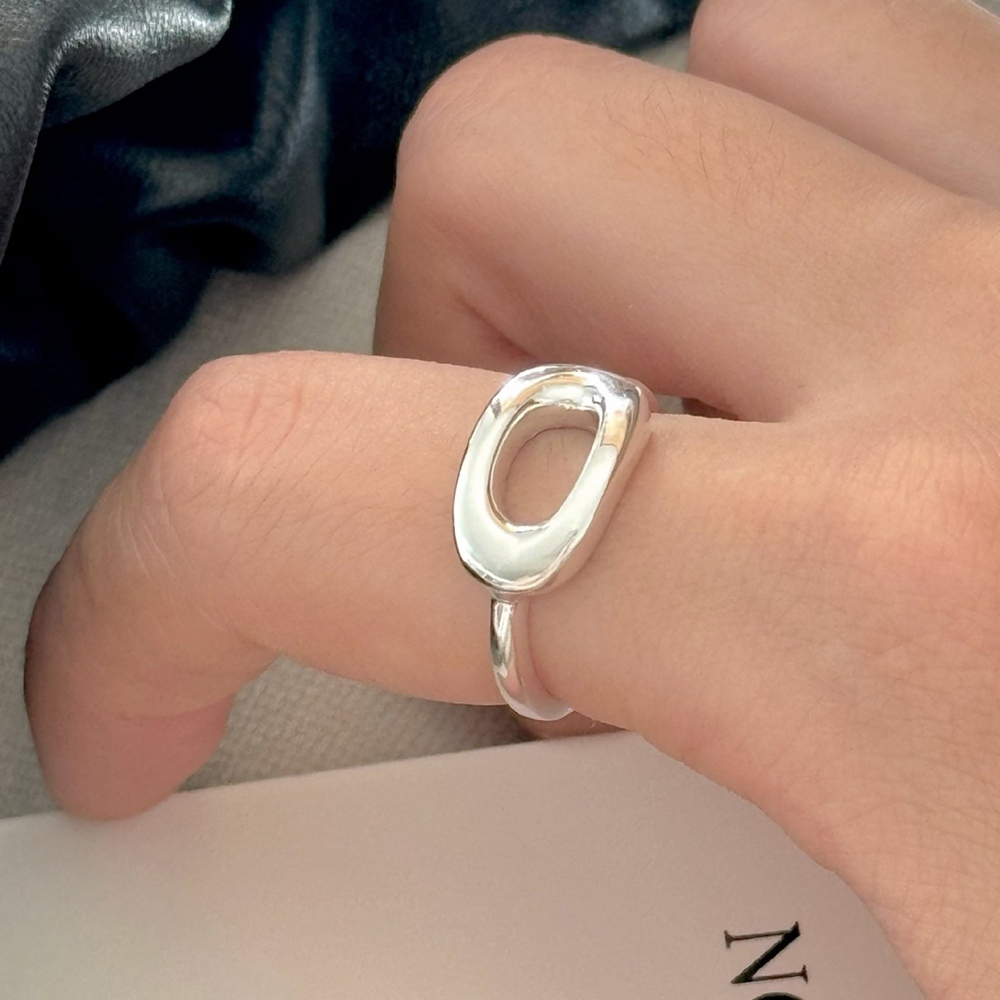 戒指 純銀戒指 S925純銀 橢圓戒指 簡約 INS風 時尚 開口戒 幾何形 金戒指 小眾飾品 生日禮物 禮物 178