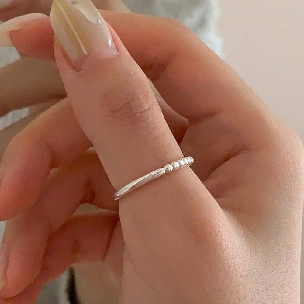 戒指 銀戒指 S925純銀 ins風 串珠圓珠 不對稱 串珠戒指 金戒指 閨密戒指 簡約 金色 戒指女生 禮物 177