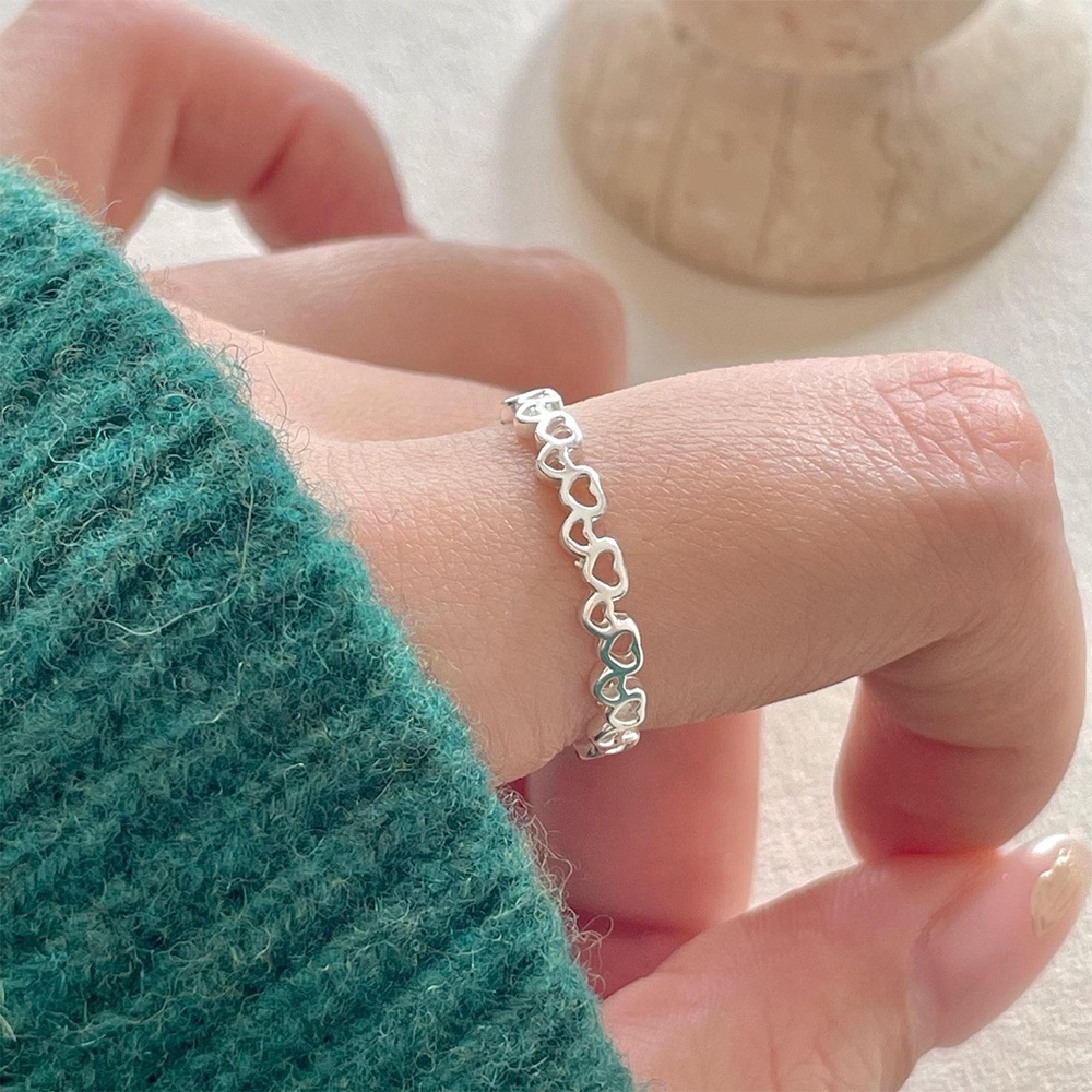 韓版飾品 925純銀 指環 愛心戒指 首飾 時尚 復古設計 百搭 戒指 純銀戒指 戒指女生 銀戒指 閨密戒指 173