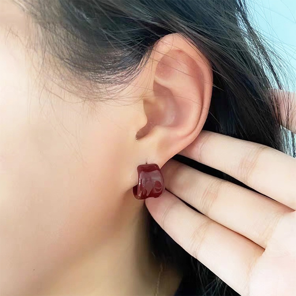 夏季質感 珐琅 小耳圈 多色 小眾設計 925銀針 C形耳飾 高級簡約 耳釘女 耳釘耳環 生日禮物 交換禮物 094