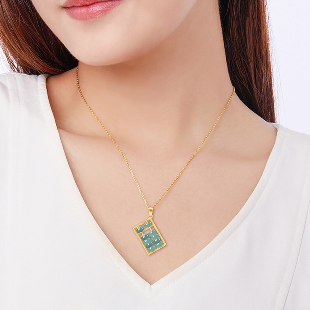 項鍊 銀項鍊 金項鍊 純銀項鍊 玉項鍊 翡翠項鍊 算盤項鍊 通財算盤 吊墜 玉石項鍊 保平安 開運項鍊 女生禮物 378