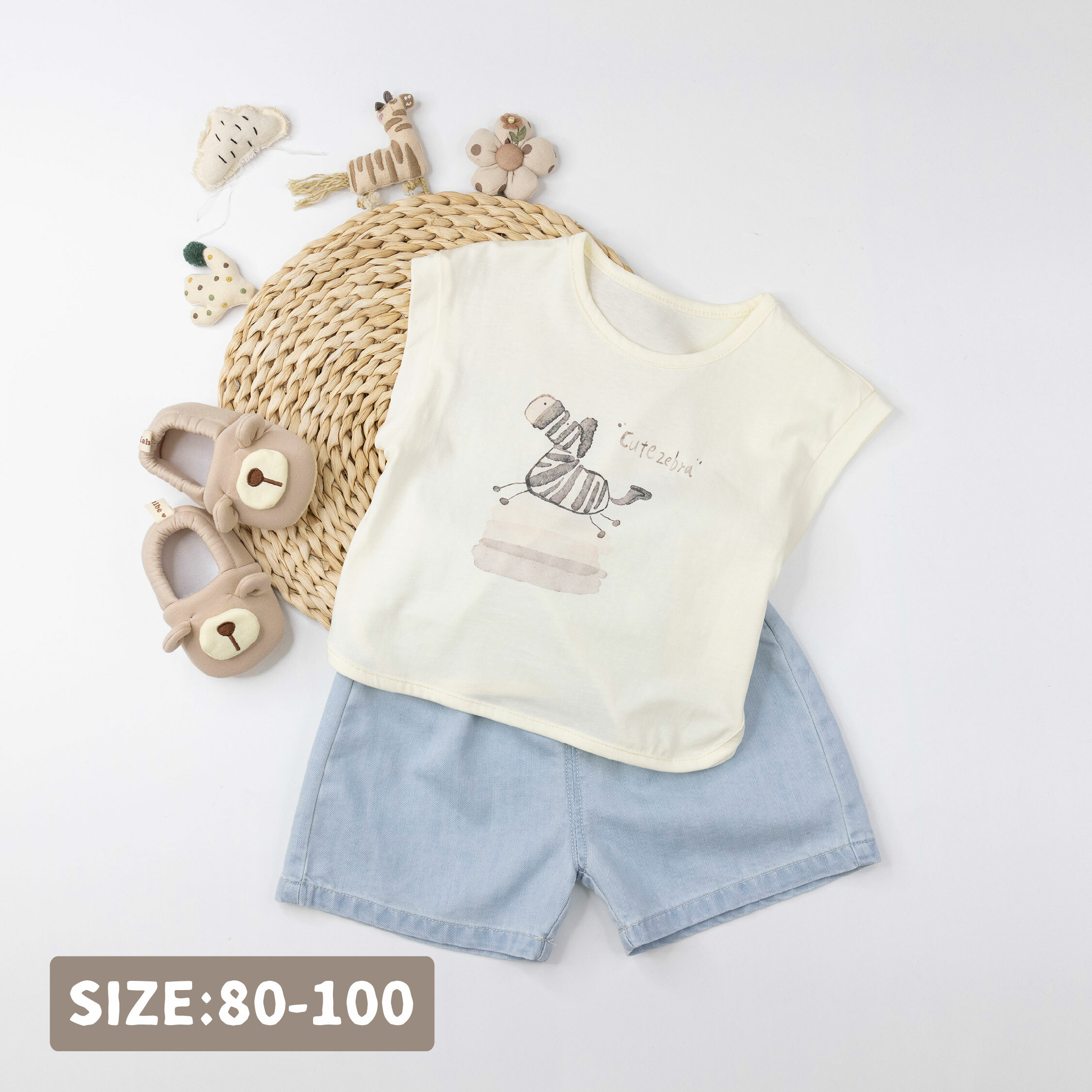 可愛跳躍水彩斑馬上衣 (H50432)