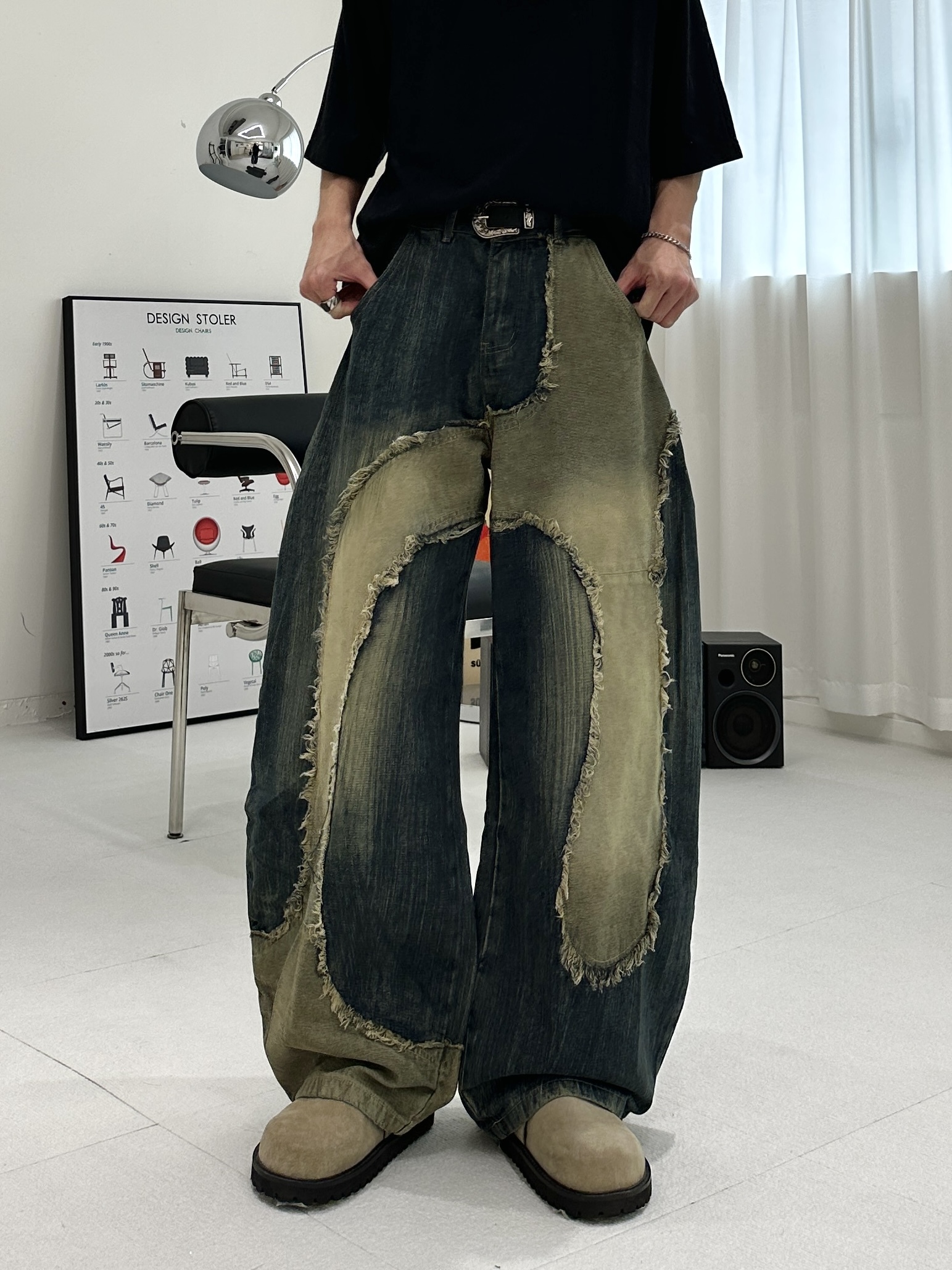 廢土風 做舊 彎刀牛仔褲