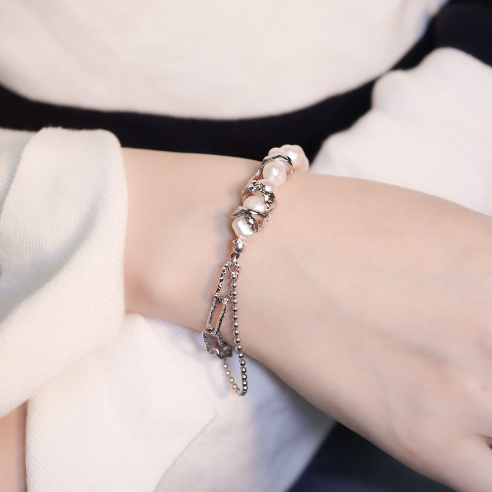 | 925純銀・白金・珍珠 | 珍貴的態度手鏈 | BR1325 |