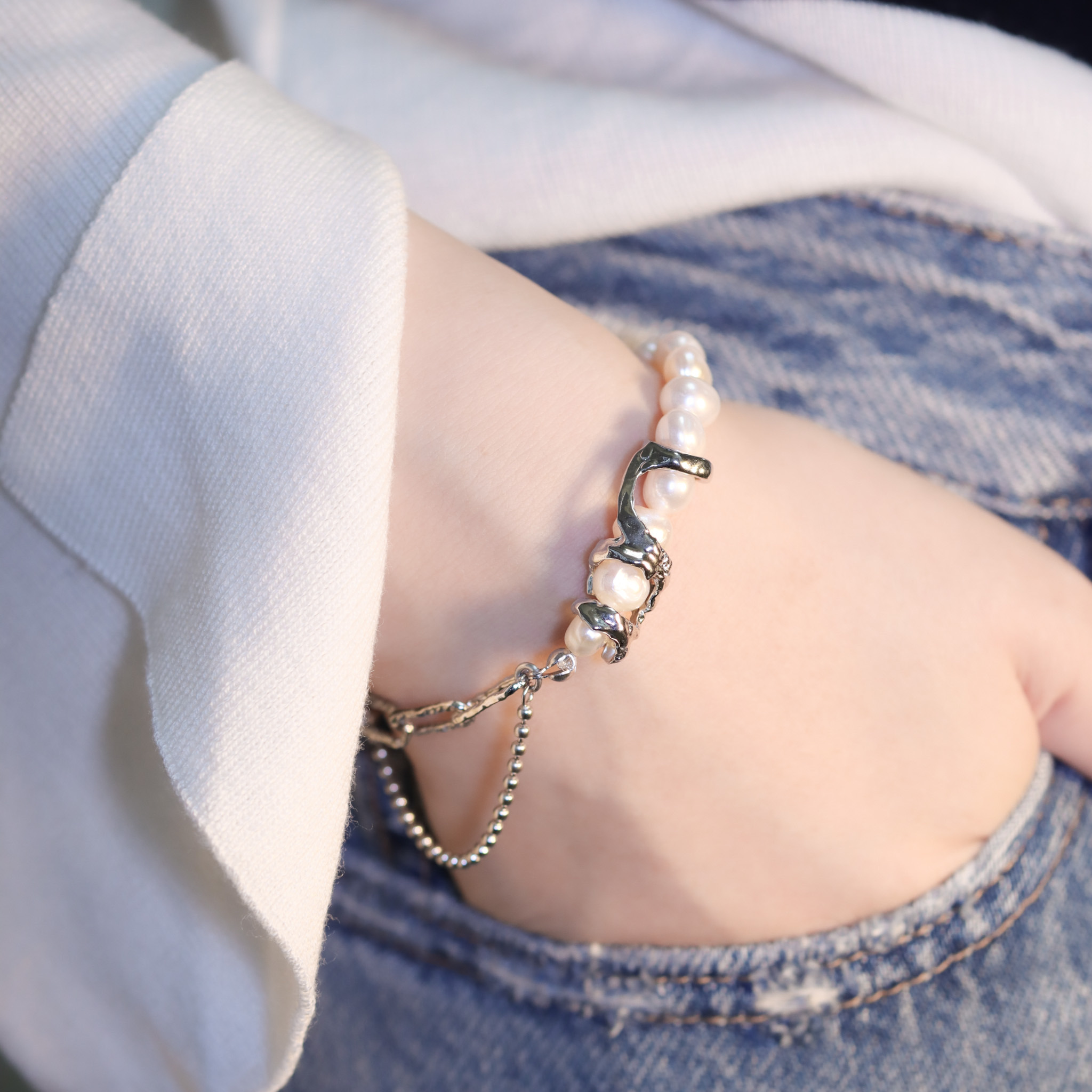 | 925純銀・白金・珍珠 | 珍貴的態度手鏈 | BR1325 |