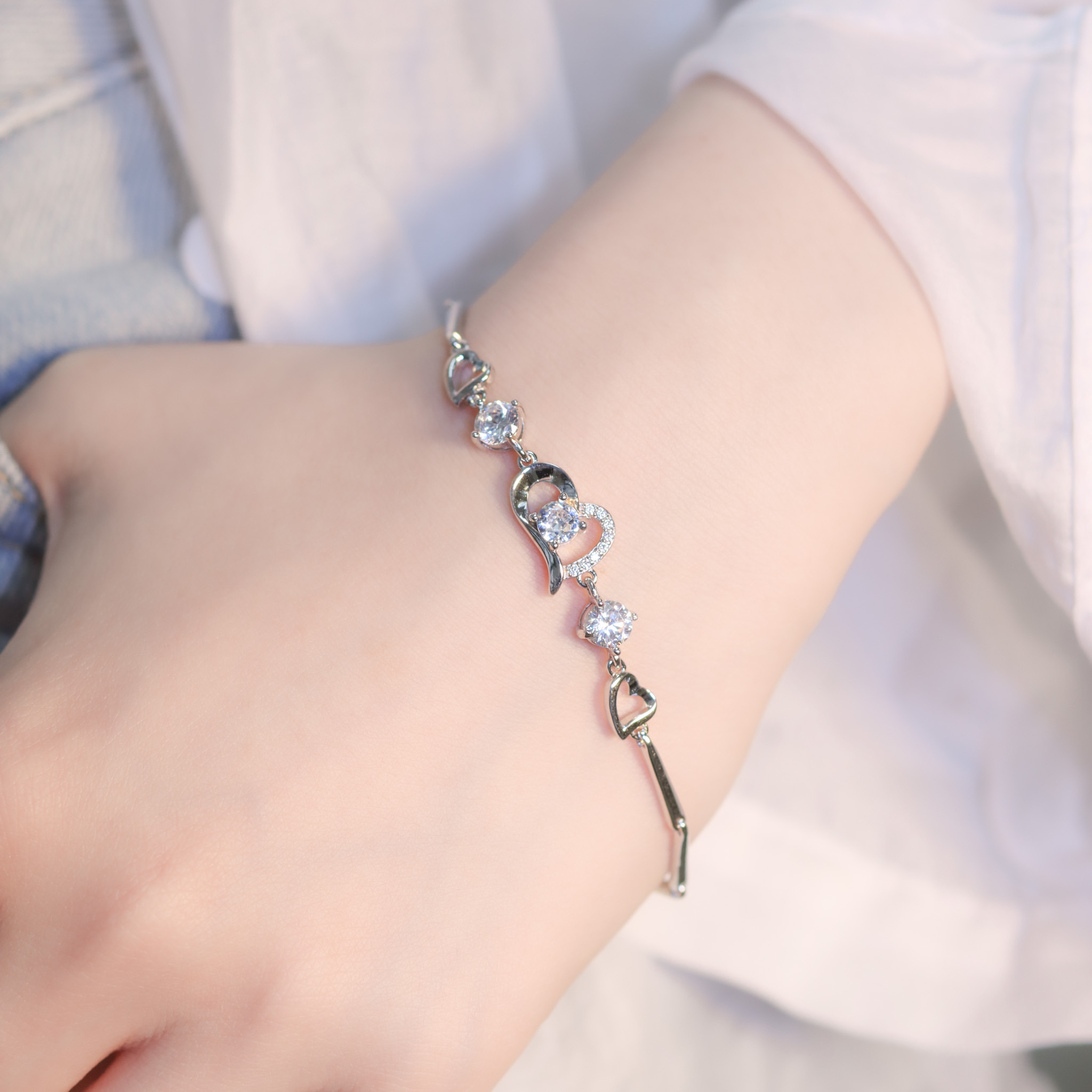 | 925純銀・厚鍍白金  | 滿滿我愛你軟手鐲 | BR1332 |