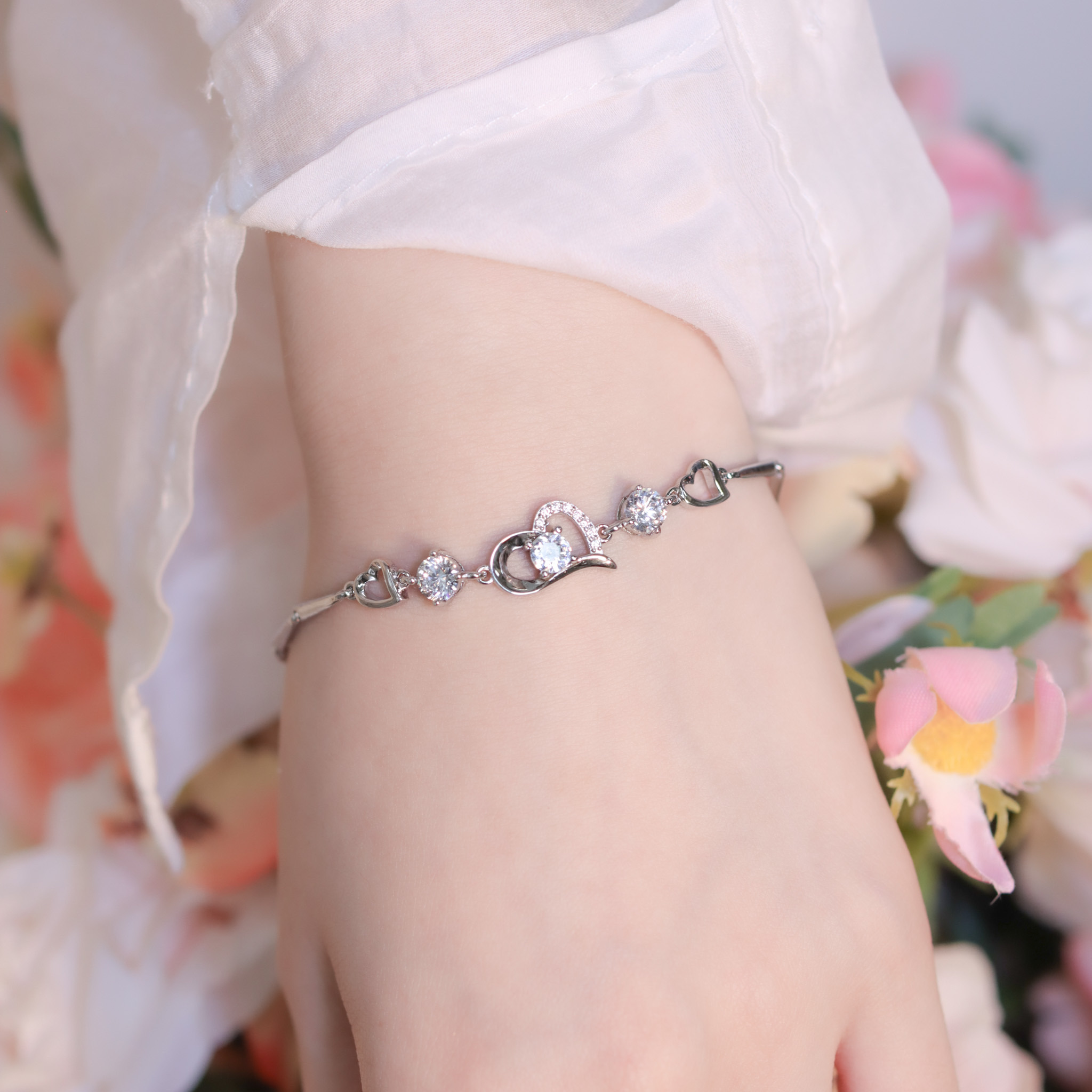 | 925純銀・厚鍍白金  | 滿滿我愛你軟手鐲 | BR1332 |