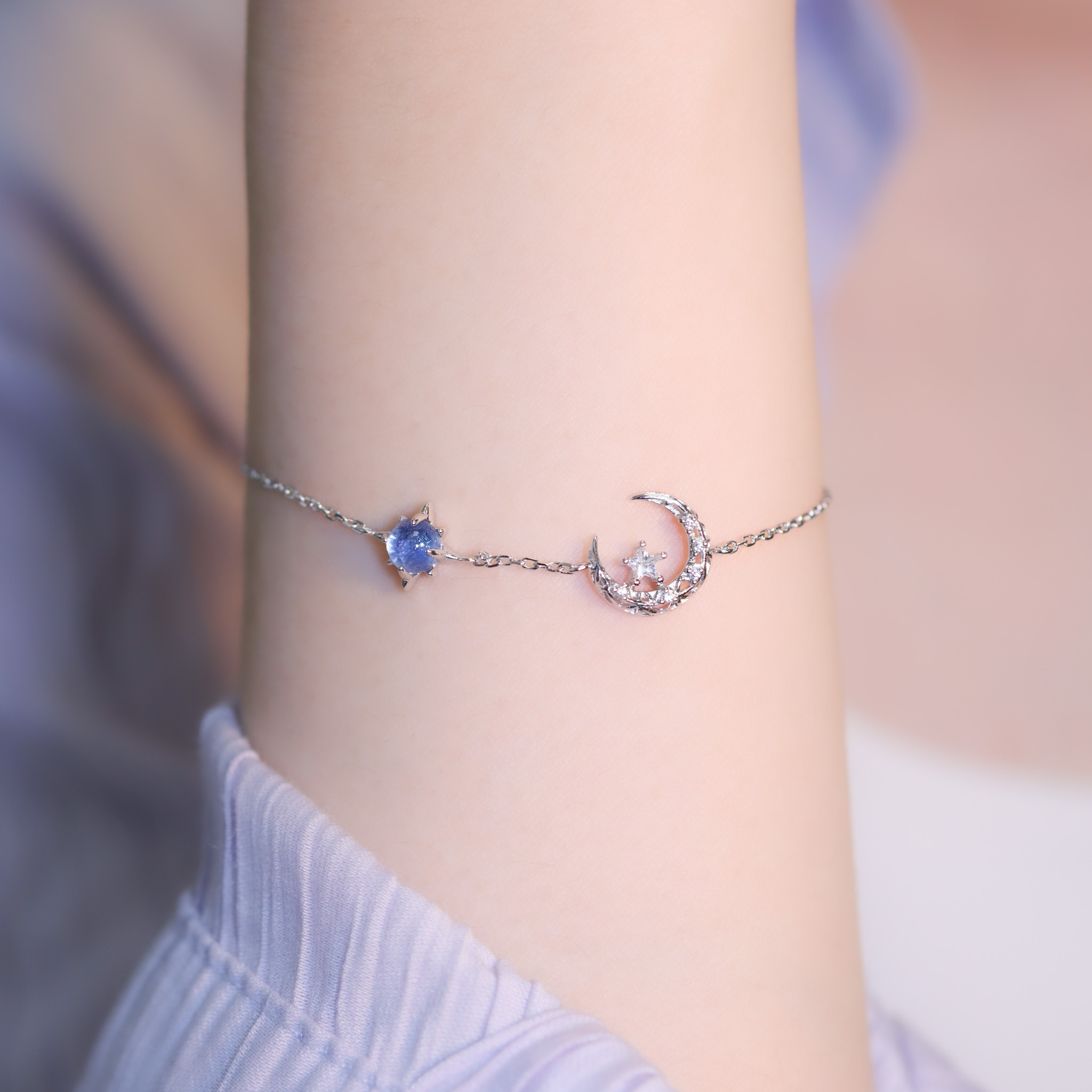 | 925純銀・厚鍍白金・琉璃  | 漫藍唯一的陪伴手鏈 | BR1322 |