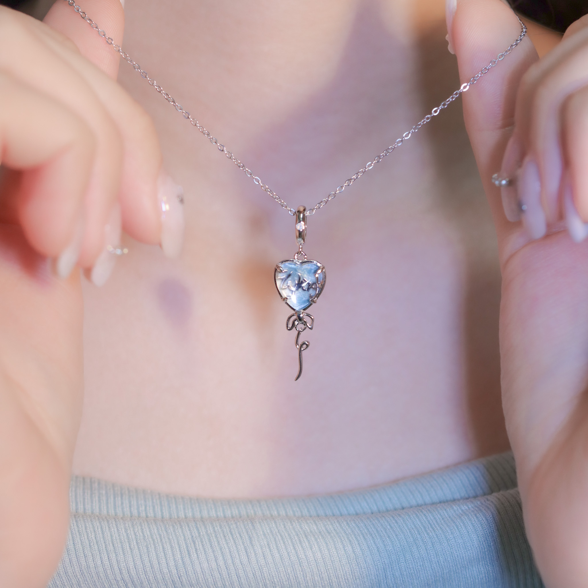 | 925純銀・厚鍍白金 | 愛意玫瑰項鍊 | NE1390 |