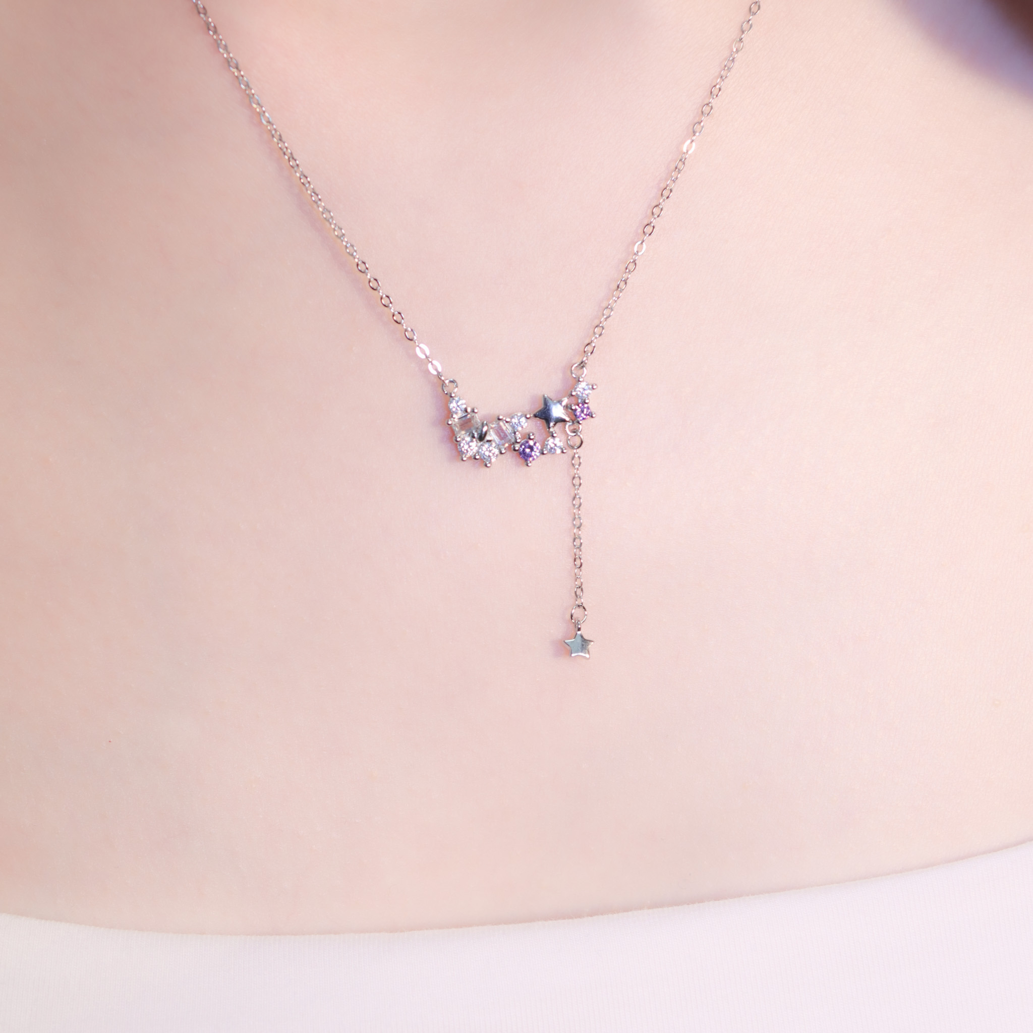 | 925純銀・厚鍍白金 | 漫紫蝴蝶傳星願項鍊 | NE1384 |