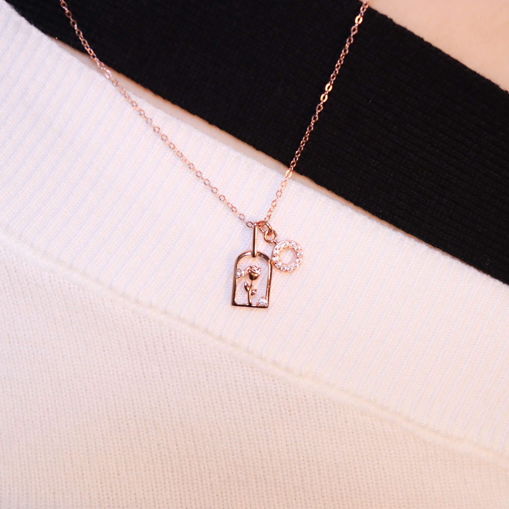 | 925純銀・厚鍍玫瑰金 | 只呵護你項鍊 | NE1383 |