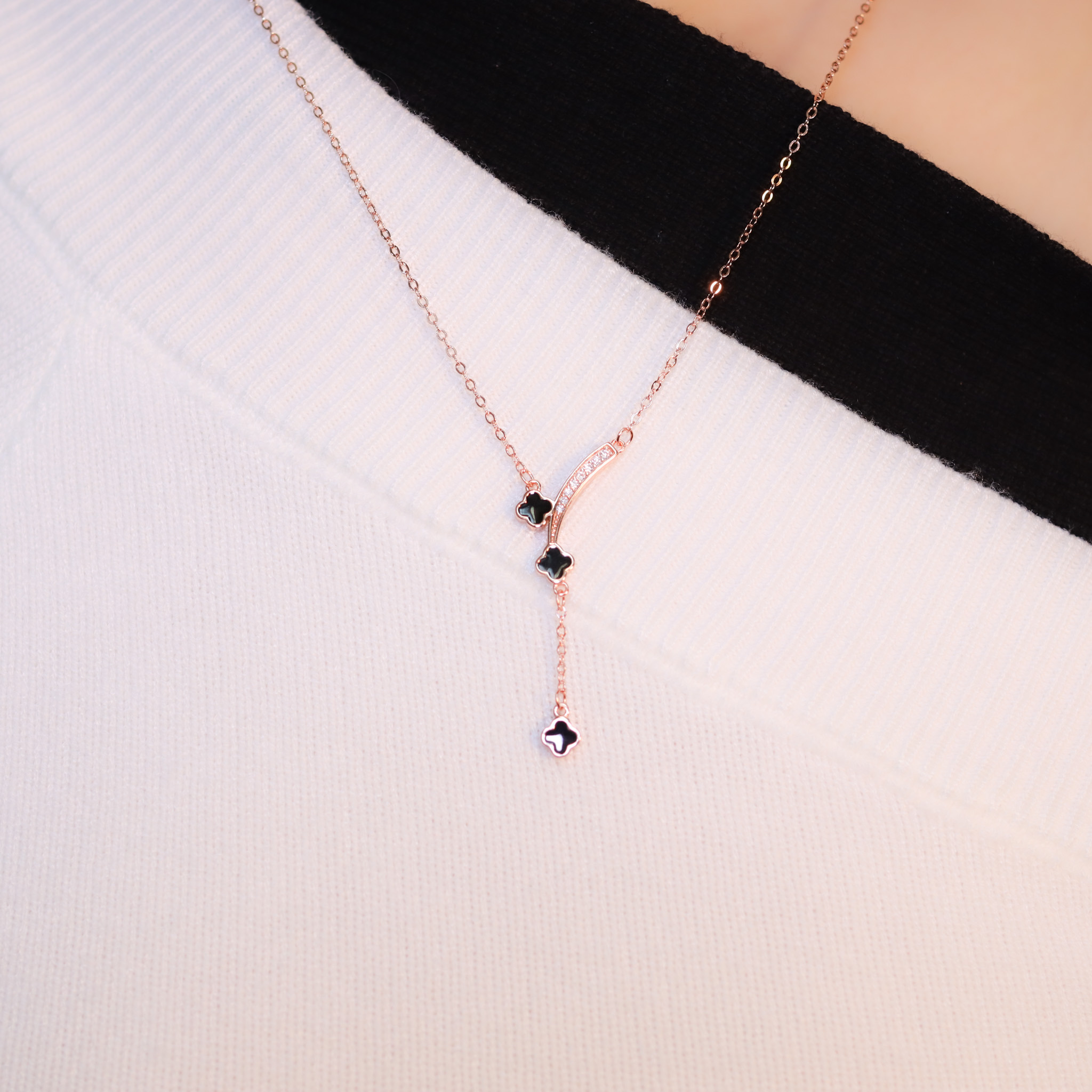 | 925純銀・厚鍍白金・ 厚鍍玫瑰金 | 幸福昇華星束項鍊 (銀/玫瑰金) | NE1379 |