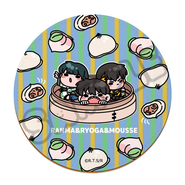 亂馬1/2日版皮革杯墊-包子?(早乙女亂馬&良牙&沐絲)