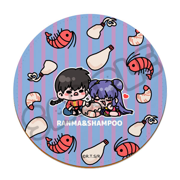 亂馬1/2日版皮革杯墊-美乃滋蝦仁(早乙女亂馬&珊璞)