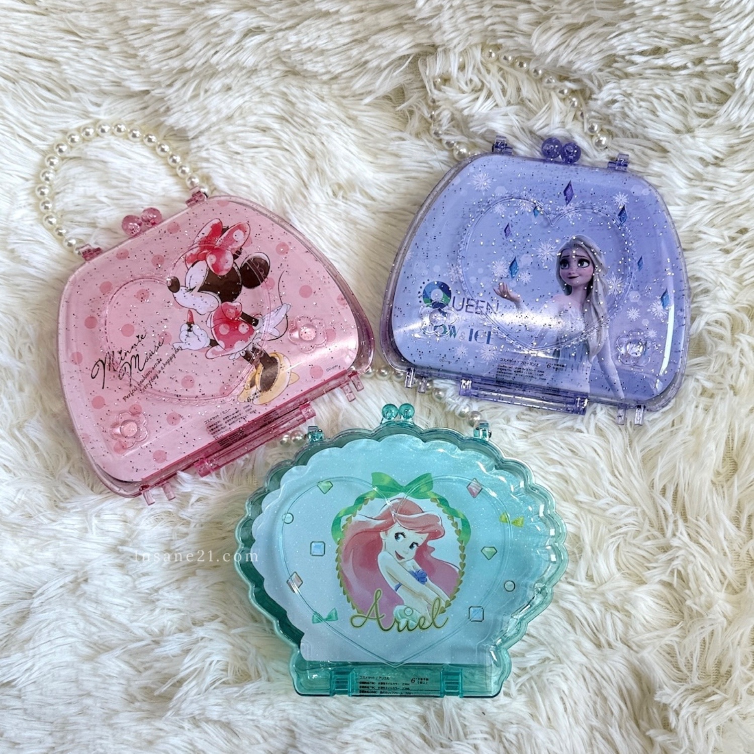 DISNEY 迪士尼 ELSA/米妮/美人魚 珍珠鏈條 收納盒 指甲油 化妝組 代購 扮家家酒