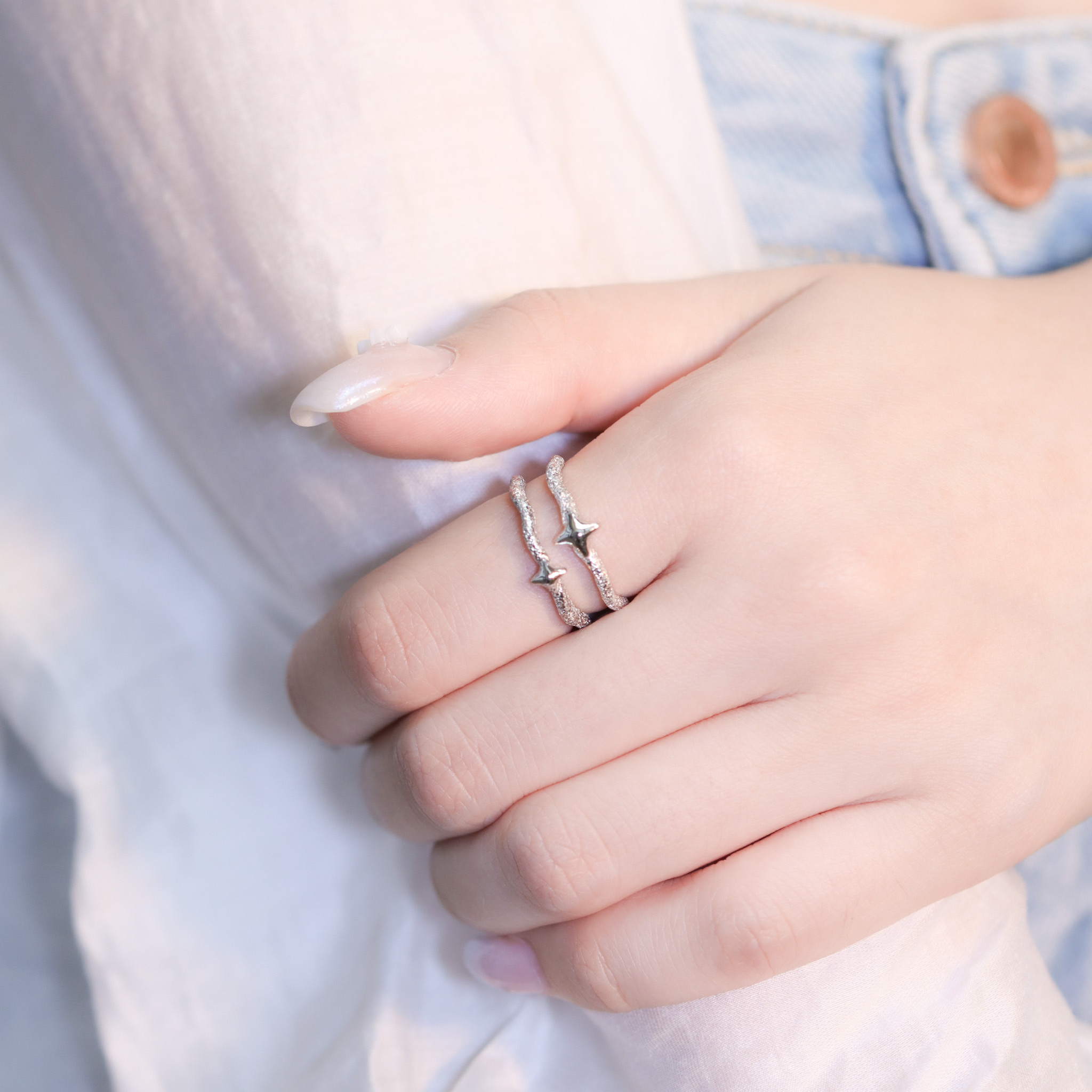 | 925純銀・白金 | 星絮漫漫雙層戒指 | RI0850 |