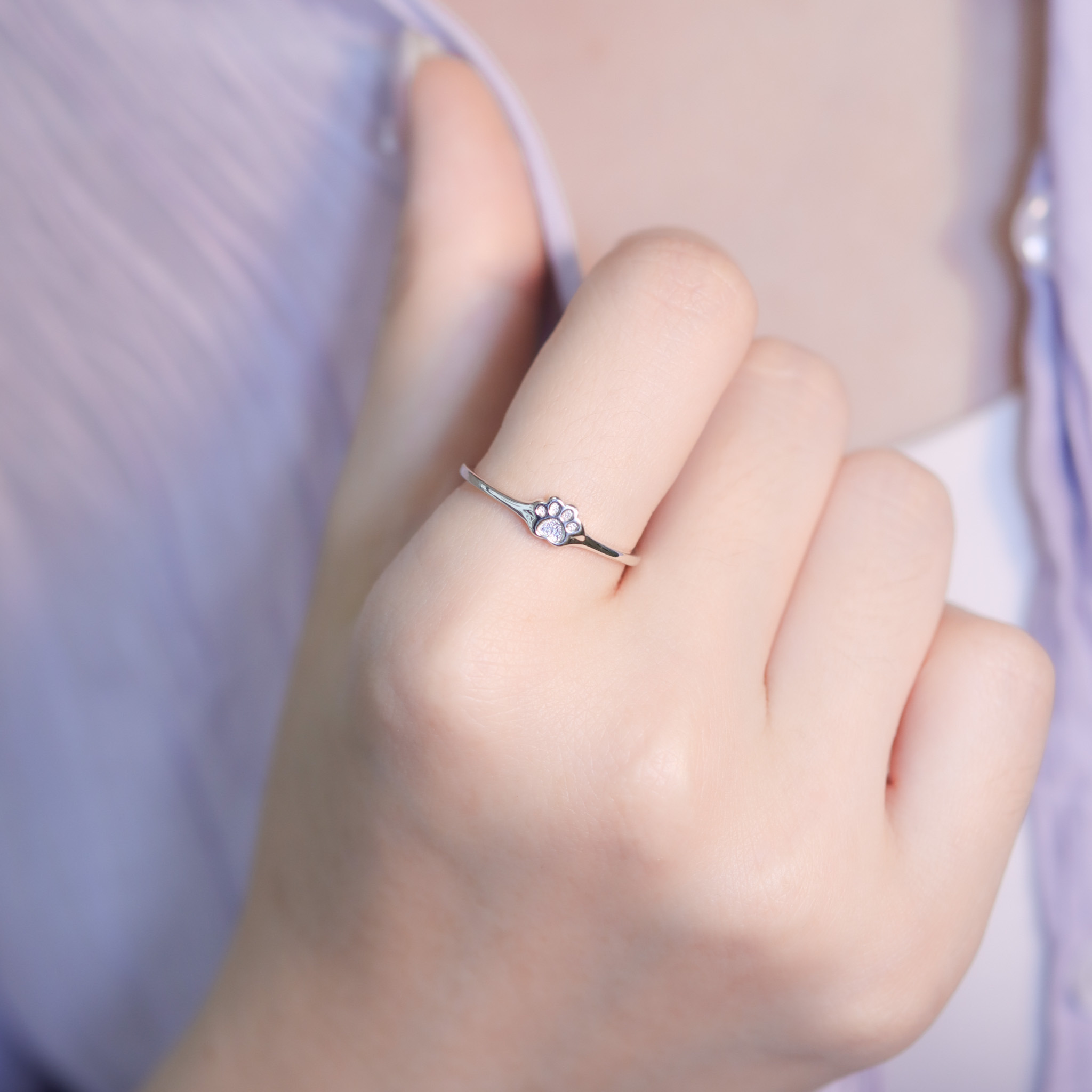 | 925純銀・厚鍍白金 | 成長小肉球戒指  | RI0866 |