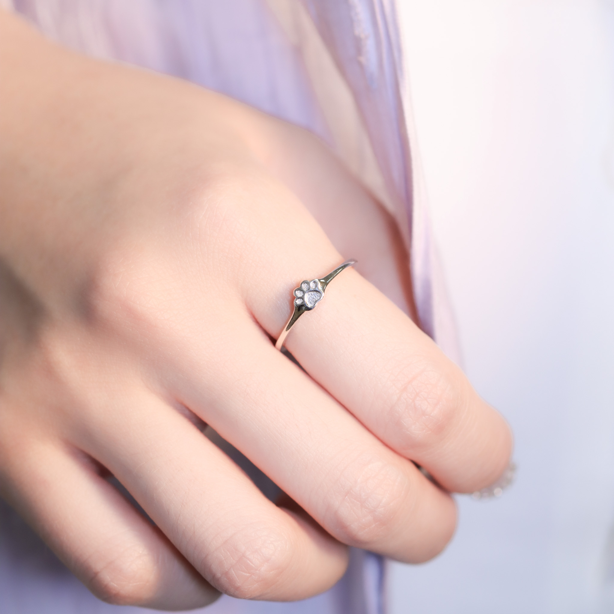 | 925純銀・厚鍍白金 | 成長小肉球戒指  | RI0866 |