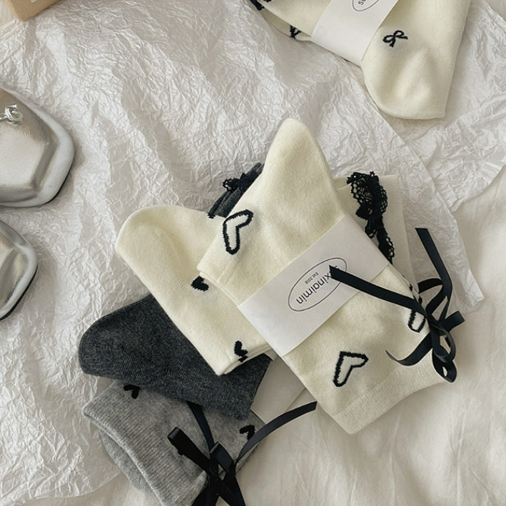 《5919》♾️慵懶韓系蕾絲蝴蝶結中筒襪