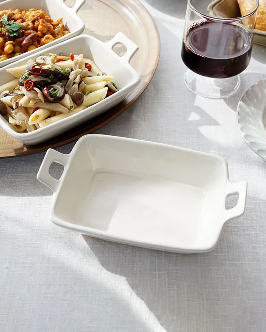 餐店風 雙耳配菜盤 白色｜益子燒