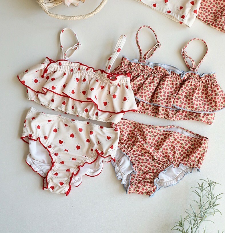 現貨100｜泳衣｜性感小女孩兩件套  ꒱ ‧₊˚   ＊帽子+上衣+褲子