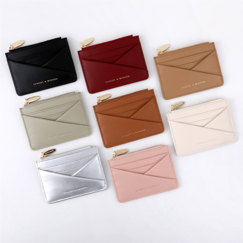 INS Style Korean Luxe Color Zipper Card Holder