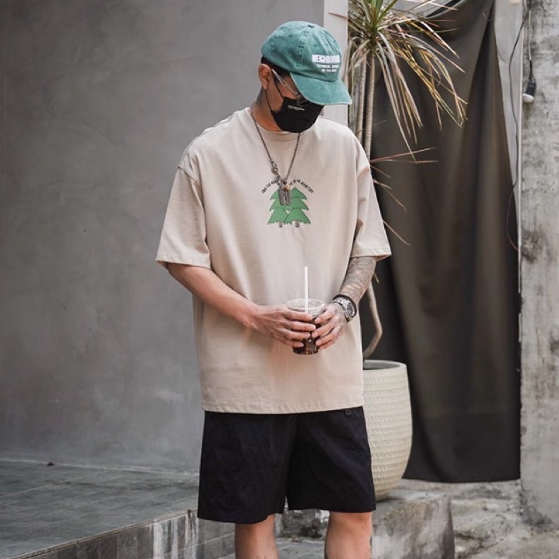 松樹立體印花純棉休閒短袖T恤