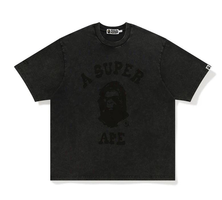 2025SS A BATHING APE BAPE KIDSUPER GARMENT DYE COLLEGE LOGO TEE 水洗 大學字體 短T 現貨 1L23109909