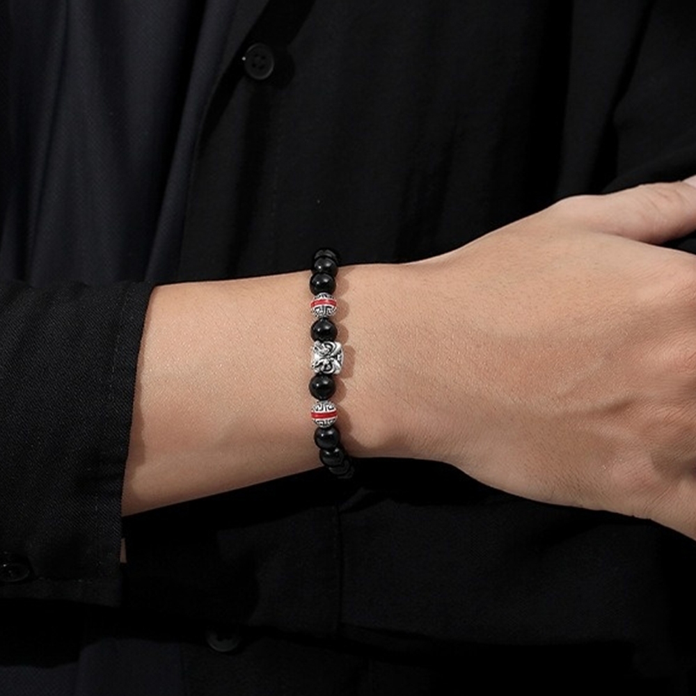 手鍊 手串 純銀手串 串珠手鍊 黑耀石手鍊 情侶手鍊 醒獅 復古手鍊 開運手鍊 驅邪避煞 手鍊男 飾品 男生禮物 246