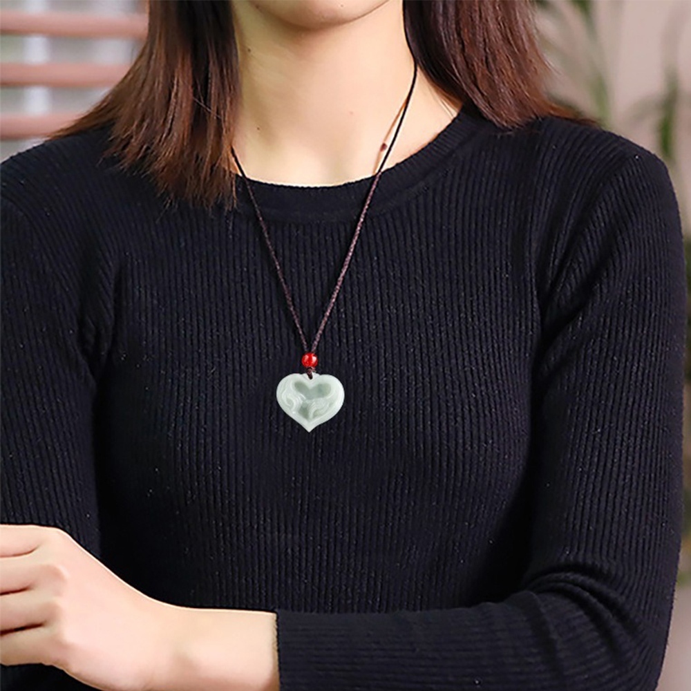 翡翠 愛心吊墜 玉石 玉佩 玉項鍊 項鍊 玉墜 冰種玉 男女同款 情侶項鍊 姻緣 桃花運 招財 貴人 情人節禮物 017