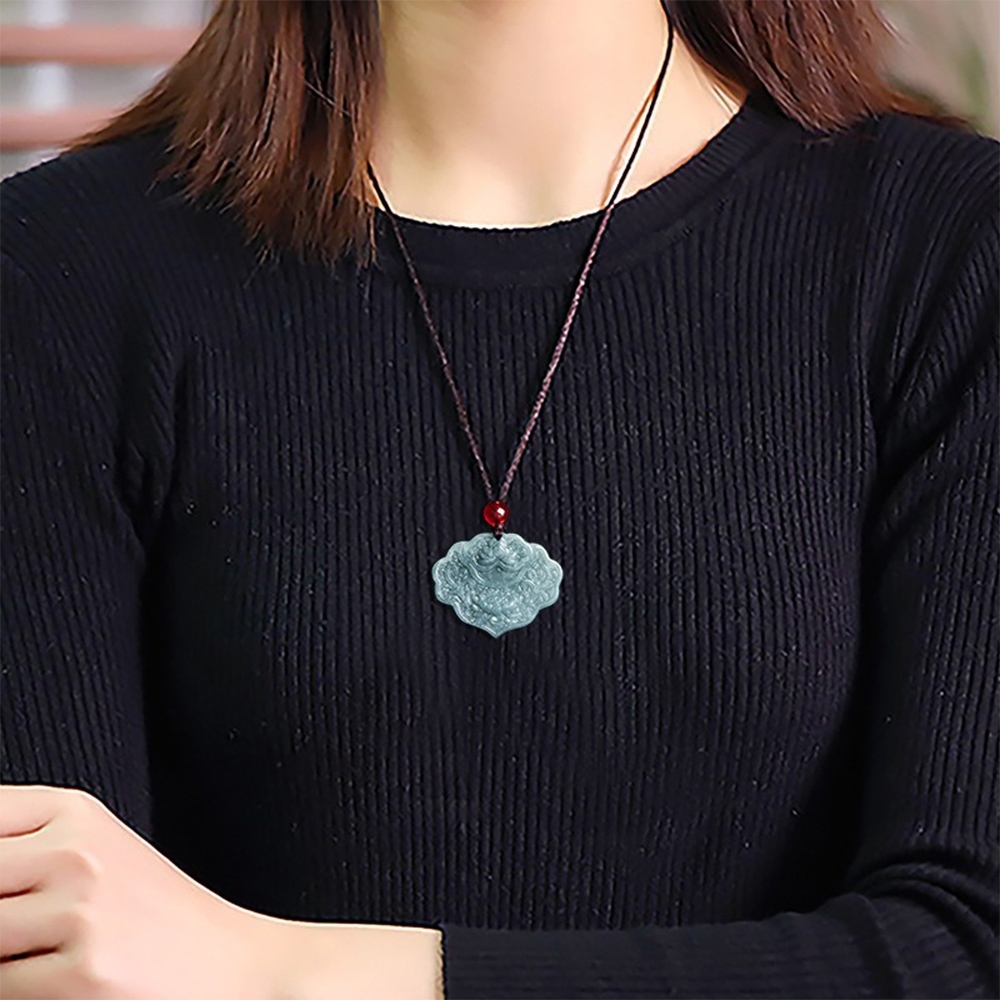 項鍊 翡翠 吉祥如意 吊墜 玉石 玉墜 玉佩 玉項鍊 冰種玉 男女同款 招財納福 保平安 護身符 生日禮物 送媽媽015