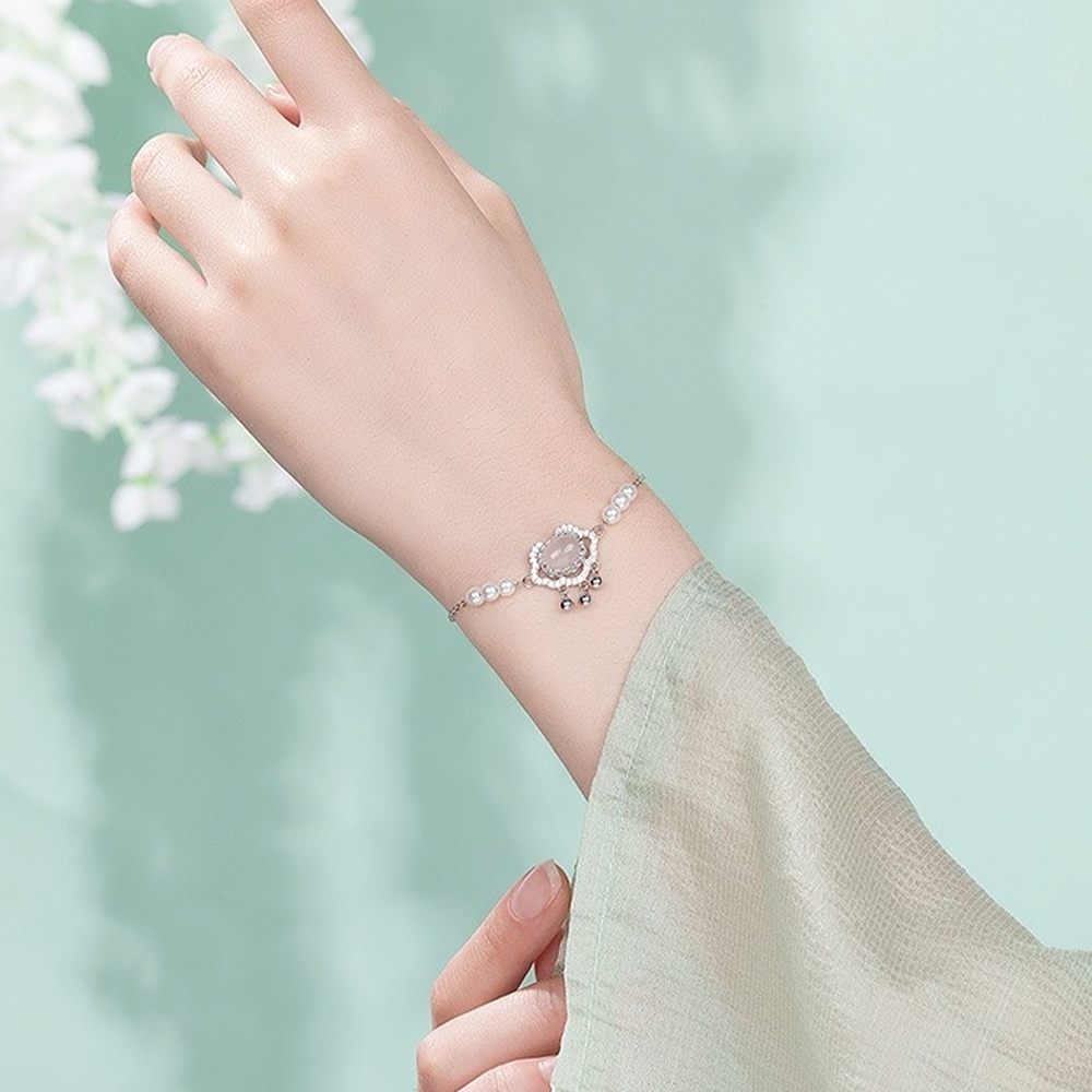 手鍊 手鍊女 925 純銀手鍊 平安鎖 珍珠手鍊 手環 飾品 高級感 輕奢 小眾設計 配飾 保平安 情人節禮物 369