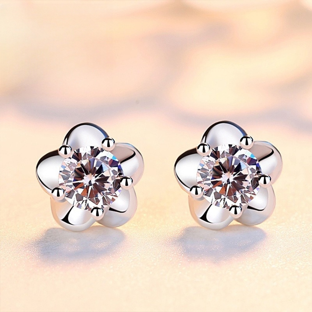 925 純銀 耳扣 耳環女 耳釘 櫻花耳環 韓版飾品 小清新 配飾 小眾設計 氣質耳環 高級感 輕奢 復古耳環 091