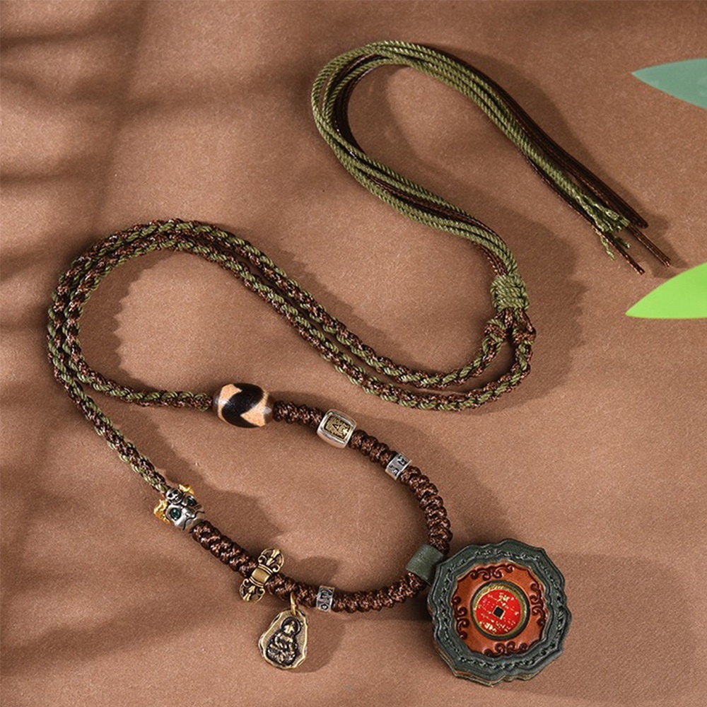 項鍊 手工編織 復古項鍊 虎牙天珠 小眾設計 個性項鍊 可調節 文玩 護身符 招財納福 保平安 男女同款 禮物 237