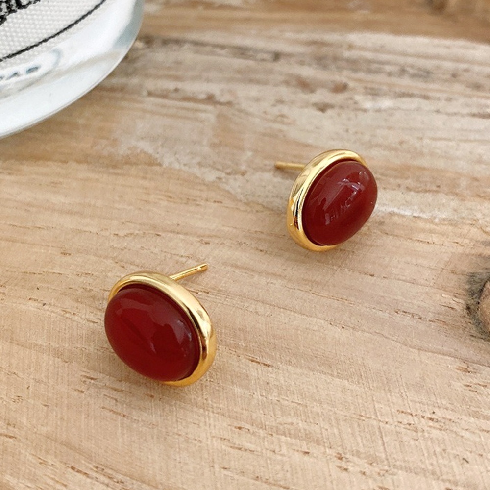 925 純銀耳環 耳針 紅瑪瑙 耳釘 中式耳環 耳飾 小眾設計 個性耳環 簡約ins風 耳環女 飾品 情人節禮物 085