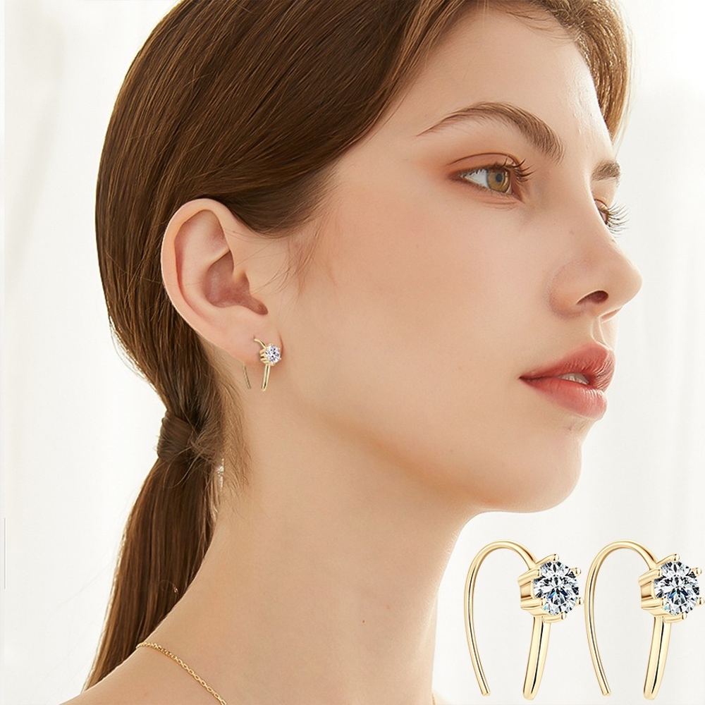 純銀耳環 耳針 耳扣 高級感 小眾設計 莫桑鑽 通體純銀 飾品 歐美耳環 女生飾品 個性耳環 抗敏耳環 女生禮物 083