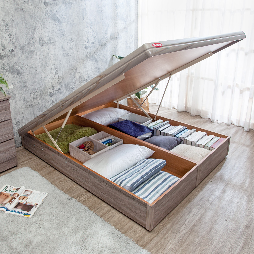 米恩3.5尺單人/5尺雙人收納型後掀/尾掀床底/床架(六色可選-不含床墊)