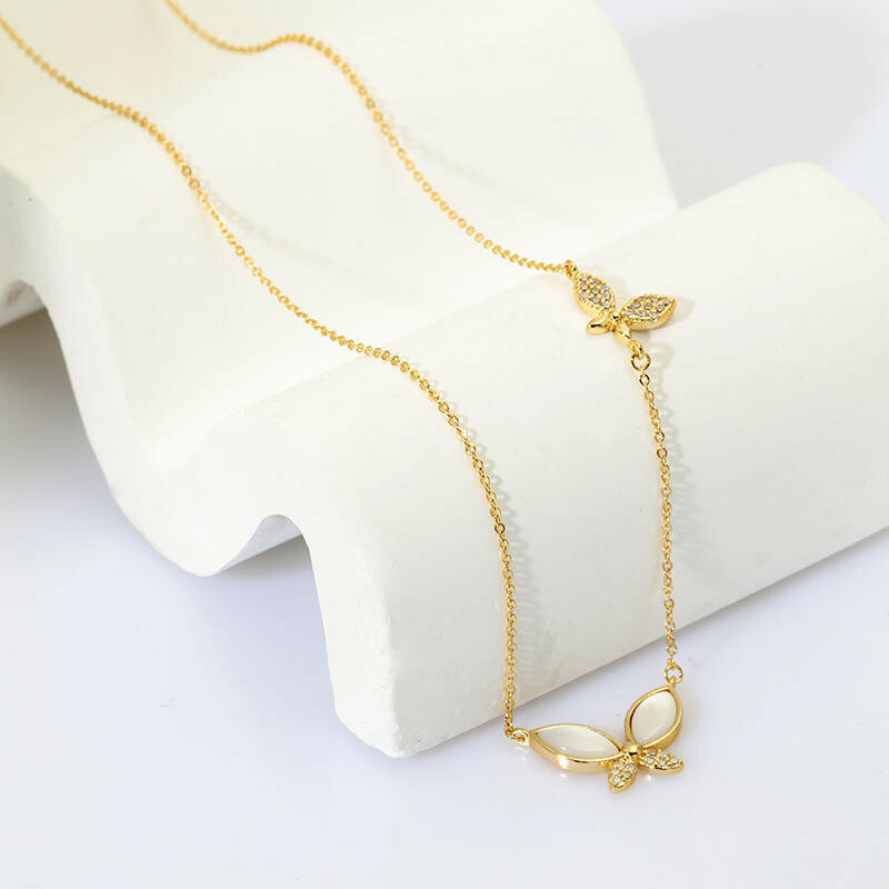 女生項鍊 925 純銀項鍊 通體純銀 蝴蝶吊墜 小眾設計 ins風  鎖骨鏈 首飾 飾品 銀飾 韓國項鍊 生日禮物342