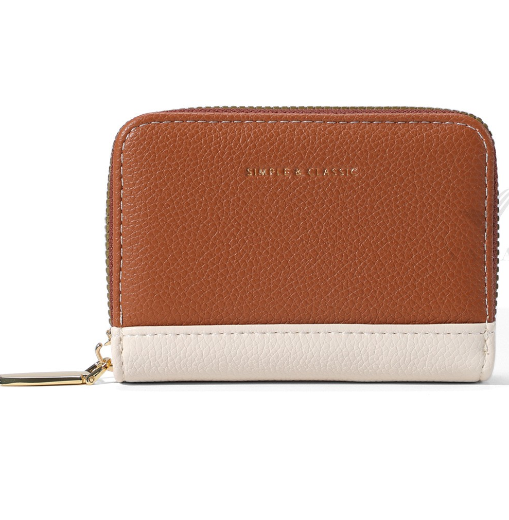 Colorblock Litchi Grain Zipper Wallet