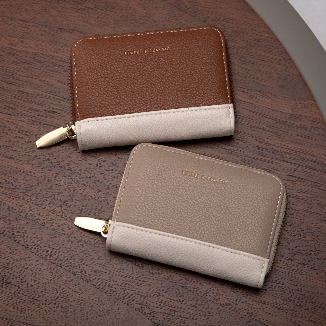 Colorblock Litchi Grain Zipper Wallet